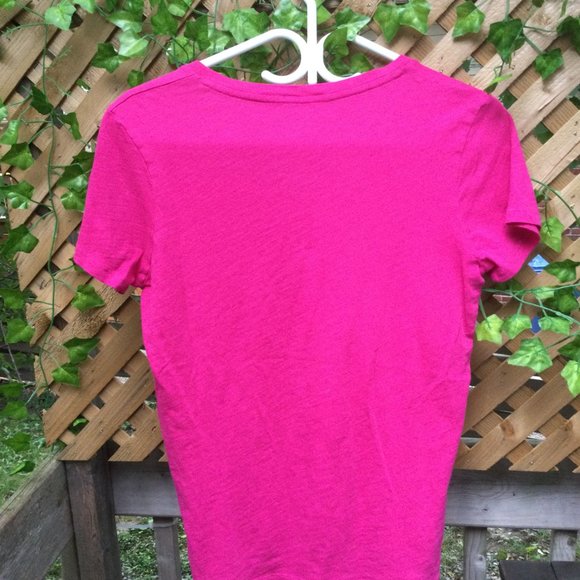 Polo Ralph Lauren Fuchsia Cotton V-neck T-shirt - Picture 3 of 5